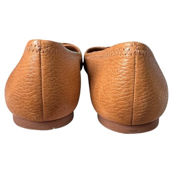 WORN ONCE Tory Burch Caramel Tan Pebbled Leather Designer ballet flats sz 5.5 M - Picture 7 of 8